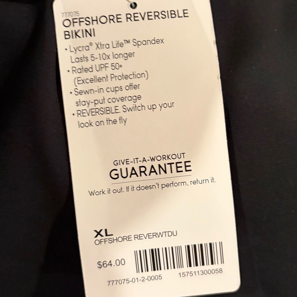 NWT Athleta Navy White Striped Offshore Reversible Bikini Swim Top XL UPF 50+ - Picture 6 of 6